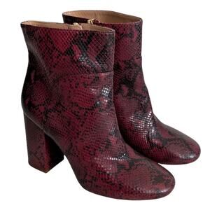 Twin-Set Leather Ankle Boots in Red Python Print Size 40 / US 10